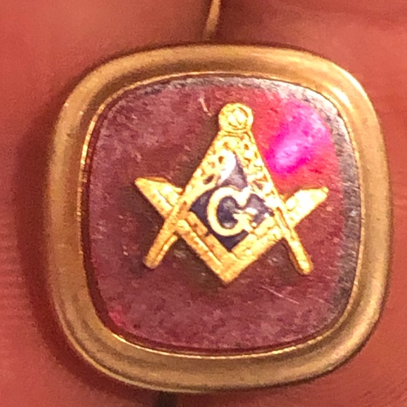 VTG FLEX-CET Masonic Freemason Tie Clips/Cuff Links Lot Red 3 pc/Black/Gold Tone - Picture 5 of 14